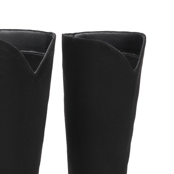 Pointed Toe Stiletto Knee High Boots - BLACK-SUEDE - 4